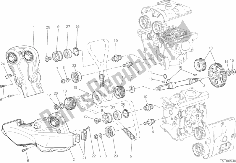 All parts for the Distribuzione of the Ducati Monster 821 Stripes AUS 2017